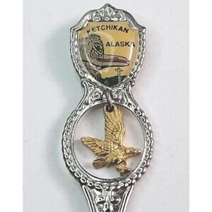 Ketchikan Alaska Souvenir Spoon Flying Eagle Charm Nome Anchorage 4" Long